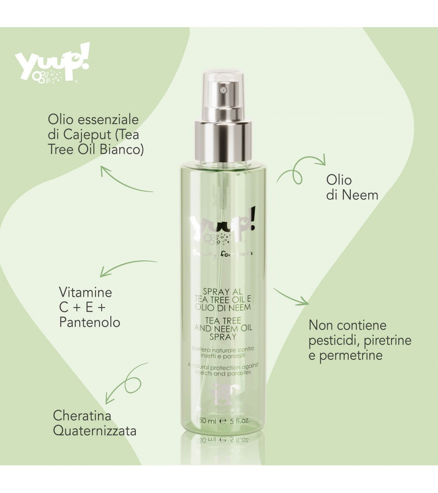 Yuup! Spray Repellente Naturale Tea Tree Oil e Neem per Cani e Gatti 150 ml