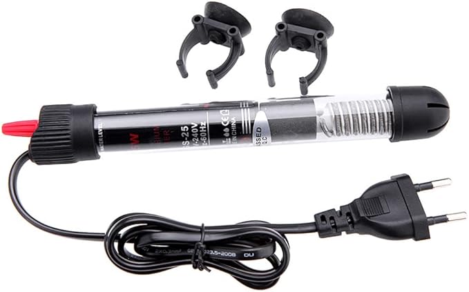 Riscaldatore Acquario 25W, Termostato Acquario, Riscaldamento Rod, Sommergibile Heater con 2 Ventose,