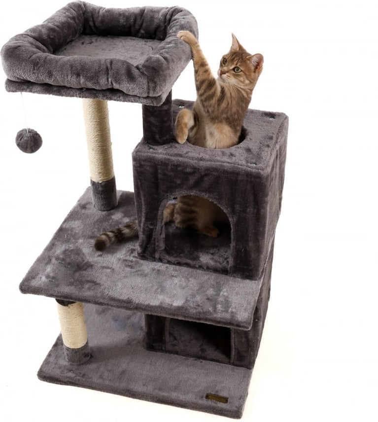 Lasco – Tiragraffi Gatto 88 cm con 2 Nicchie, Piattaforma e Palla da Gioco - Sanny Passione Ornitologica