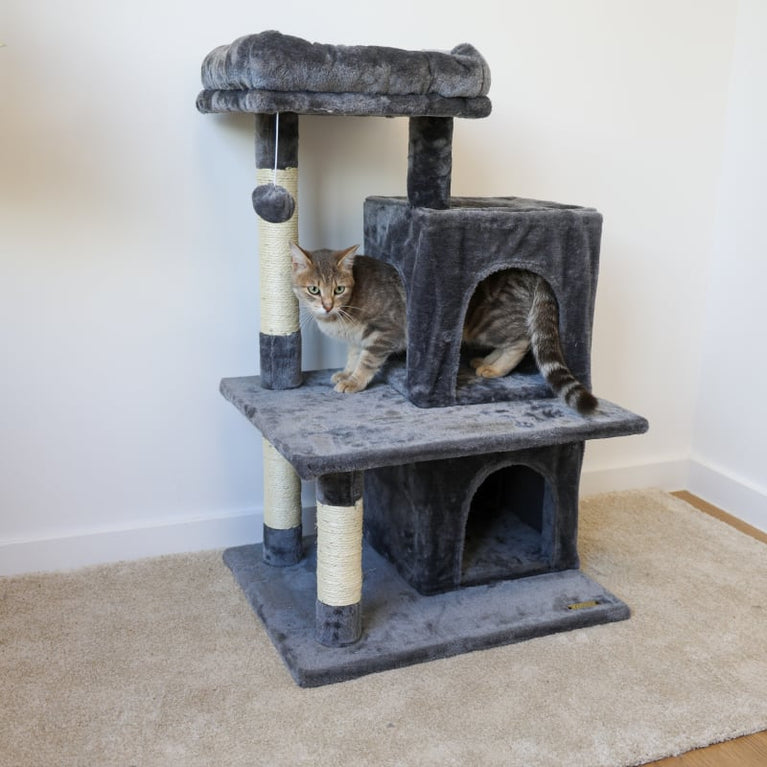 Lasco – Tiragraffi Gatto 88 cm con 2 Nicchie, Piattaforma e Palla da Gioco - Sanny Passione Ornitologica