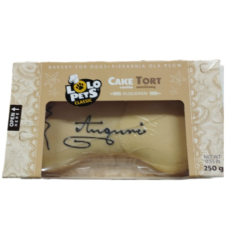Torta di Compleanno per Cani, Forma di Osso, Aroma di Vaniglia, 250gr