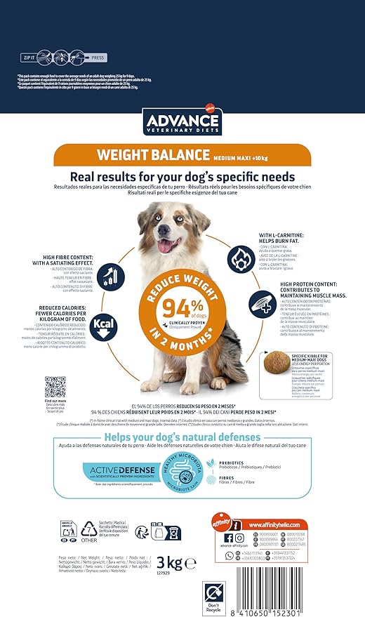 Advance Veterinary Diets Weight Balance Affinity Medium/Maxi per Cani 3kg