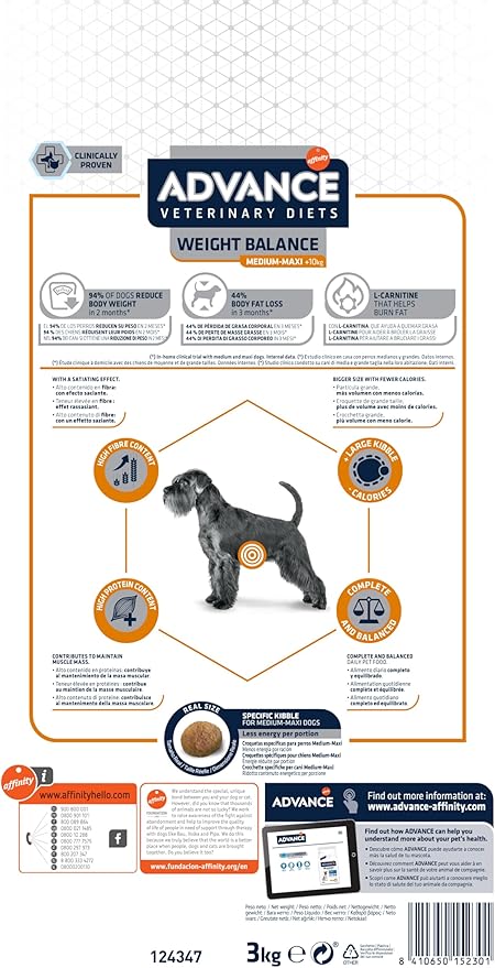 Advance Veterinary Diets Weight Balance Affinity Medium/Maxi per Cani 3kg