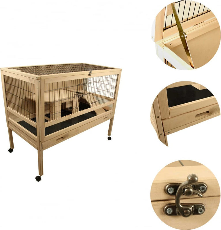 Conigliera per conigli Interno/Esterno su ruote - 115 cm - Zolia Janis