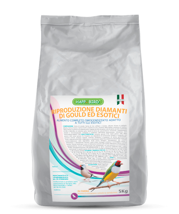 RIPRODUZIONE DIAMANTI di GOULD ed ESOTICI omogeneizzato A FARINA per tutti gli uccelli esotici – Farina - Sanny Passione Ornitologica