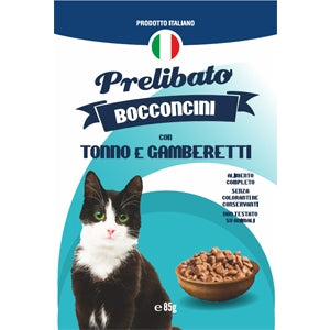 Tutti gli alimenti Unipro sono PRODOTTI IN ITALIA: certezza e garanzia di assoluta qualità. Utilizziamo come materie prime carni di alta qualità, ricche di proteine. Ogni porzione contiene carne scelta estremamente nutriente, in forma altamente digeribile per donare all’animale il massimo della salute e della vitalità. Gusto Tonno e Gamberetti