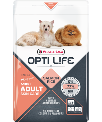 OPTI LIFE SALMON 75% proteina ADULT MINI SKIN CARE - Sanny Passione Ornitologica