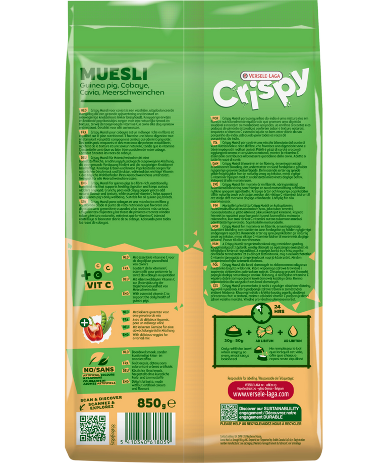 Versele-Laga Crispy Cavia Muesli – Mangime per Porcellini d'India