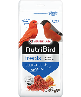 Versele-Laga NutriBird Treats Gold Patee Red Fusion | 250 g | Alimento complementare per CANARINI rossi | Umidificato con miele 100% naturale | Contiene lisina e metionina - Sanny Passione Ornitologica