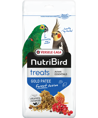 Versele-Laga NutriBird Treats Gold Patee Forest Fusion | 250 g | Alimento complementare per grandi parrocchetti | Inumidito con miele 100% naturale | Contiene lisina e metionina essenziali - Sanny Passione Ornitologica