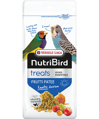 Versele-Laga NutriBird Treats Frutti Patee Exotic Fusion | 250 g | Cibo complementare per piccoli uccelli domestici | Con vitamine, minerali e oligoelementi | Con lisina e metionina - Sanny Passione Ornitologica