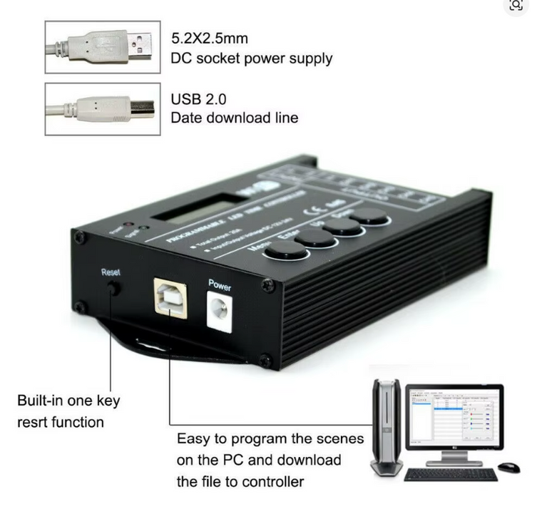 Centralina Alba Tramonto Controller Led Dimmer RGB Illuminazione Timer TC420 5 Canali RGB Controller Per  Striscia Led 12V e 24V