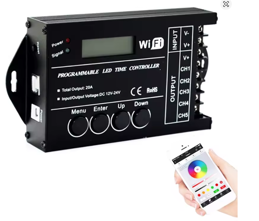 Centralina Alba Tramonto Controller Led Dimmer RGB Illuminazione Timer TC421 5 Canali RGB Controller Per  Striscia Led 12V e 24V