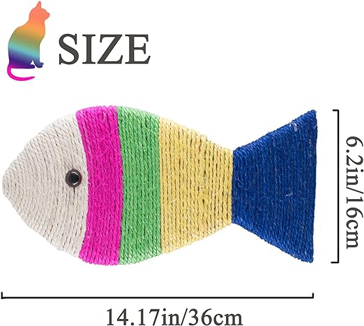 Tiragraffi per Gatti in Sisal Forma di Pesce Giocattolo per Gatti al coperto Colore Multiplo Corda di sisal Durevole Riciclabile