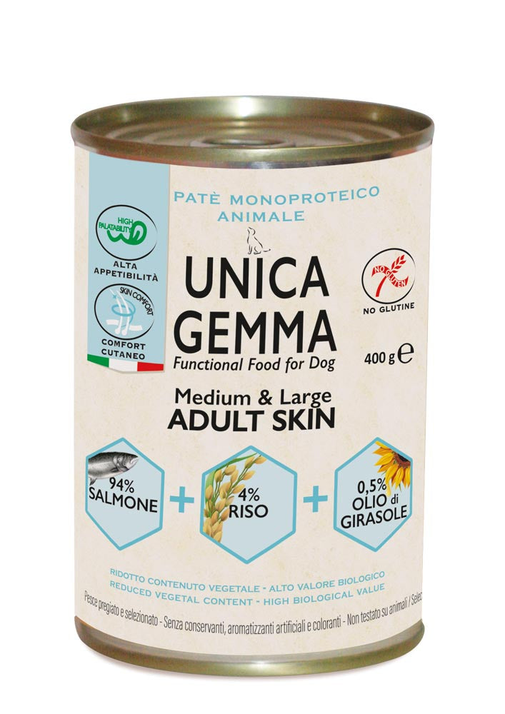 UNICA GEMMA MEDIUM &LARGE ADULT SKIN CON SALMONE+RISO+OLIO DI GIRASOLE - Sanny Passione Ornitologica