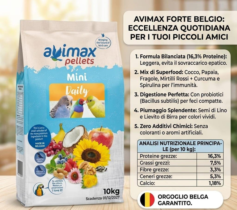Avimax Belgio Estrusi Mini Daily 10kg - Sanny Passione Ornitologica