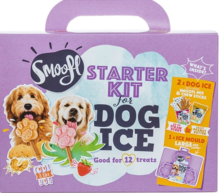 Smoofl Starter Kit Gelato per Cani , snack premium: con bastoncino commestibile e stampi per gelato fai da te nel set, rinfrescante