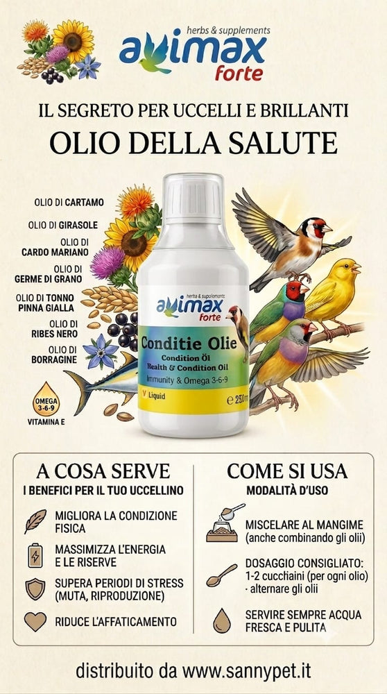 AviMax Forte Conditie Olie – Olio della salute per uccelli e colombi