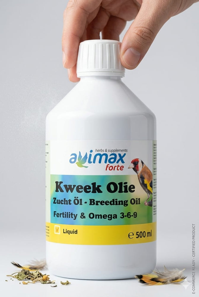 Avimax forte Kweek Olie Zucht 01- Breeding Oil Fertility & Omega 3-6-9 Olio per Allevamento Uccelli- Piccioni da gabbia e da voliera - Sanny Passione Ornitologica