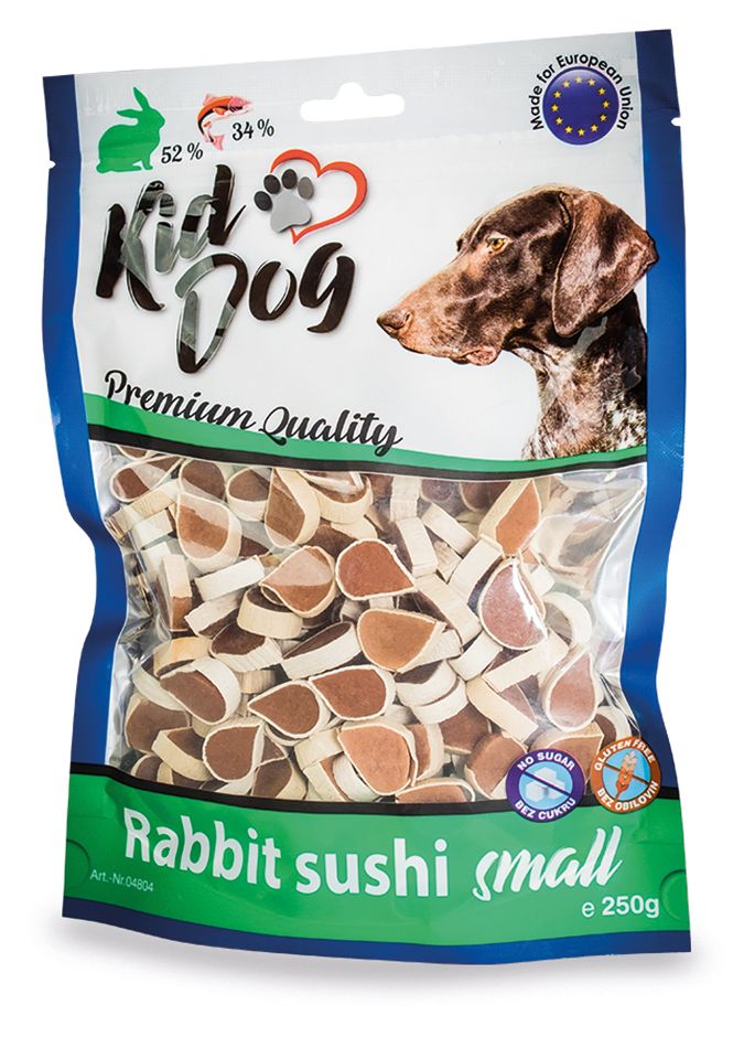 KID DOG SNACK CANE  CONIGLIO & SUSHI GLUTEN FREE NO SUGAR 80 g