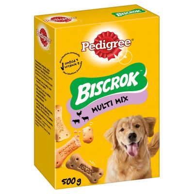 I Pedigree Biscrok sono degli snack croccanti a forma di ossetto, ideali come ricompensa dopo l'allenamento oppure come piccolo snack fuoripasto. Potrete premiare Fido ogni giorno in maniera diversa con tre gusti differenti: prelibato pollo, manzo aromatico oppure succulento agnello.  Confezione da 500 gr
