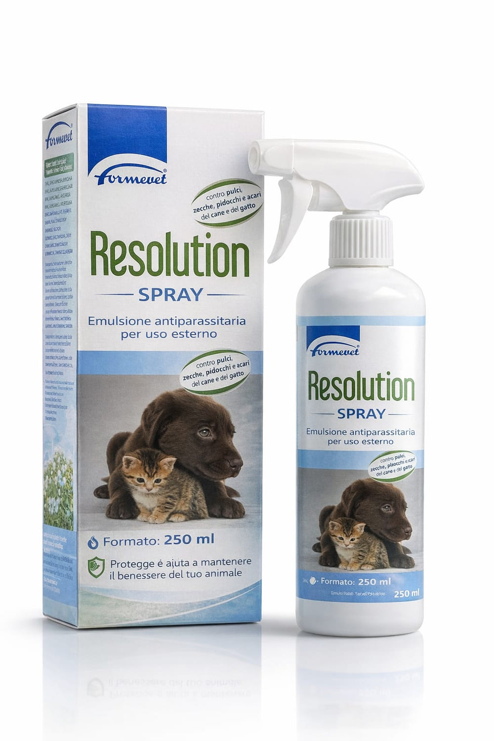 Resolution SPRAY antiparasitario per cuccioli di CANE E GATTO contro pulci, zecche, pidocchi e acari 250ml - Sanny Passione Ornitologica