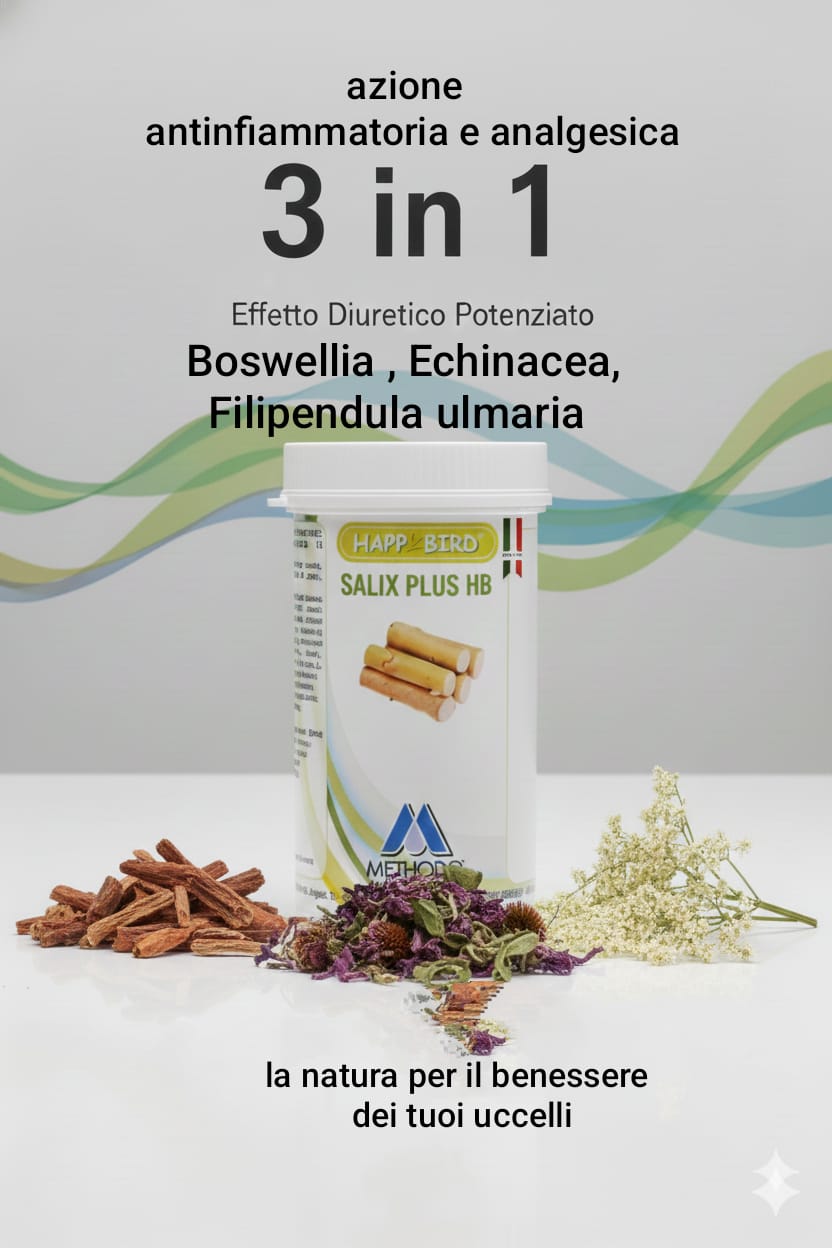 SALIX PLUS HB 3 in 1 Boswelia, Echinacea, Filipendula Ulmaria Antinfiammatorio Naturale  Happy Bird 100gr - Sanny Passione Ornitologica