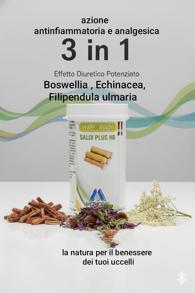 SALIX PLUS HB 3 in 1 Boswelia, Echinacea, Filipendula Ulmaria Antinfiammatorio Naturale  Happy Bird 100gr - Sanny Passione Ornitologica