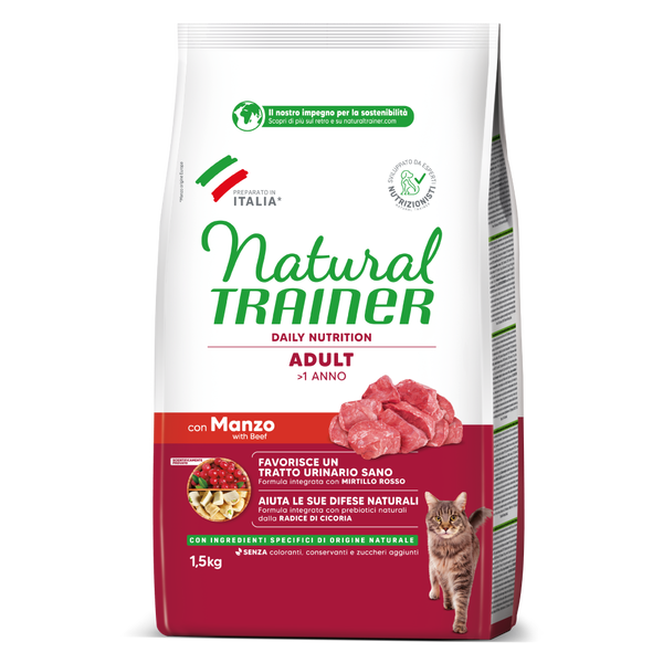 Natural Trainer Daily Nutrition Adult – Crocchette Gatto con Manzo | 300g & 1,5kg