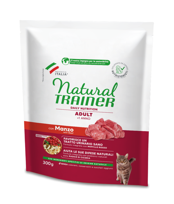 Natural Trainer Daily Nutrition Adult – Crocchette Gatto con Manzo | 300g & 1,5kg