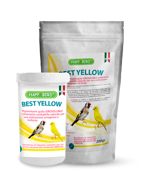 Pigmentante giallo IDROSOLUBILE contenente xantophille naturali per una colorazione omogenea e brillante COMPOSIZIONE : 20 g di Xantophille per kg. di cui Luteina min. 85%, carbonato di calcio. ISTRUZIONI D'USO: Si consiglia di miscelare accuratamente in ragione di 2gr a 5gr in 1kg di pastoncino o 1 litro di acqua.. Taglie da 100 e 200 grammi